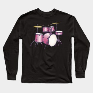 Pink drum kit Long Sleeve T-Shirt